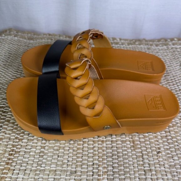 REEF Cushion Vista Hi Twist Platform Sandals Cognac black, Size 9.5 - Picture 3 of 5